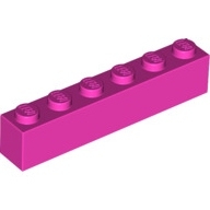 Lego kostka (kostička) 1x6, tmavě růžová (6251851)